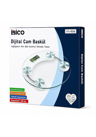 Go İthalat Dijital - Pilli Yuvarlak Banyo Baskül Terazi Tartı Lcd Ekran 180kg/0.1g 30x30cm İ11-026