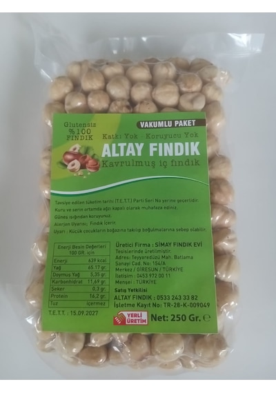 Altay Fındık Giresun Kalite Yağlı Fındık Yeni Sezon 250 G