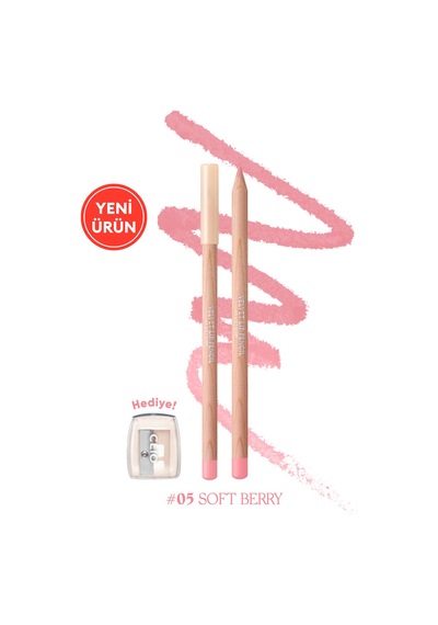 Kremsi e Sahip Dudak Kalemi Ve Kalemtıraş Seti Clıo Velvet Lip Pencil Set 05 Soft Berry 05
