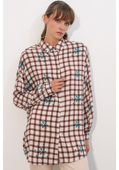 Hiccup Bdart Oversize Ekose Krep Gömlek Çok Renkli 04