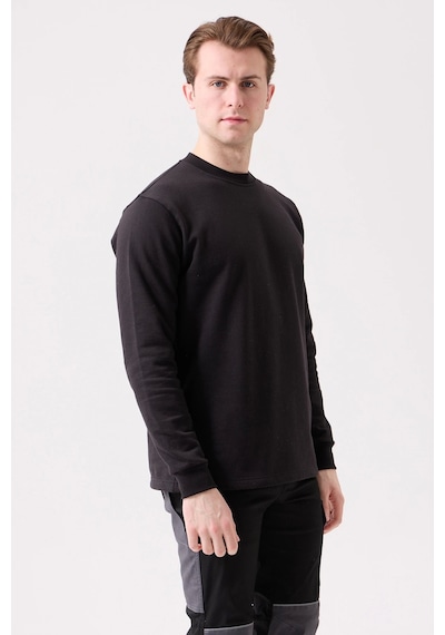 Galanthus Basic Sweatshirt - Uzun Kollu, Pamuklu, Rahat Kesim, Günlük Ve İş Kullanımı Siyah