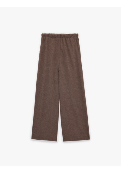 Koton Bürümcük Kumaş Beli Bağcıklı Geniş Paça Pantolon Kahverengi 6sak40083ek Kahve