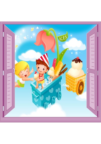 Çocuk Odası Bebek Odası Pencere Poster Duvar Kağıdı Dondurmacı