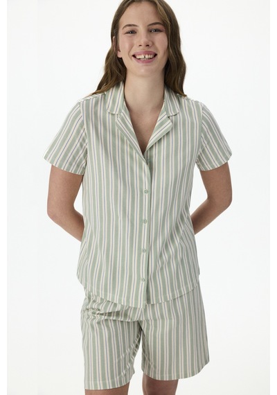 Penti Cozy Stripes Gömlek Şort Pijama Takımı Ge34