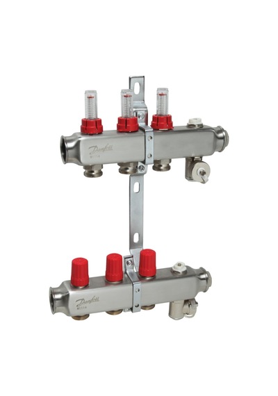 Danfoss 3'lü Paslanmaz Çelik Debimetreli Kollektör Seti - 088u0753