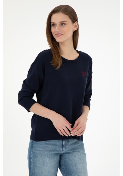 U.S. Polo Assn. Kadın Lacivert Bisiklet Yaka Kazak 50297132-VR033 U.S. Polo Assn. Kadın Lacivert Bisiklet Yaka Kazak 50297132-VR033