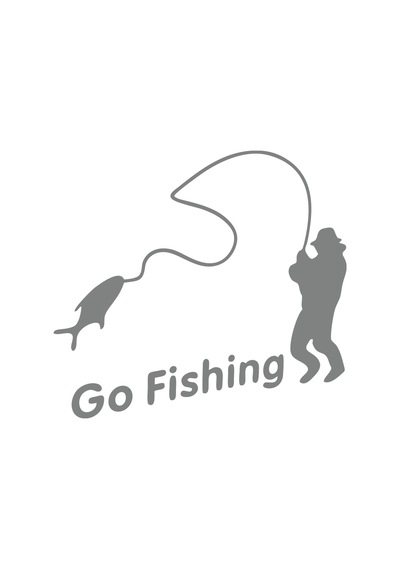 Go Fishing Araba Sticker 17x17 Cm Gri