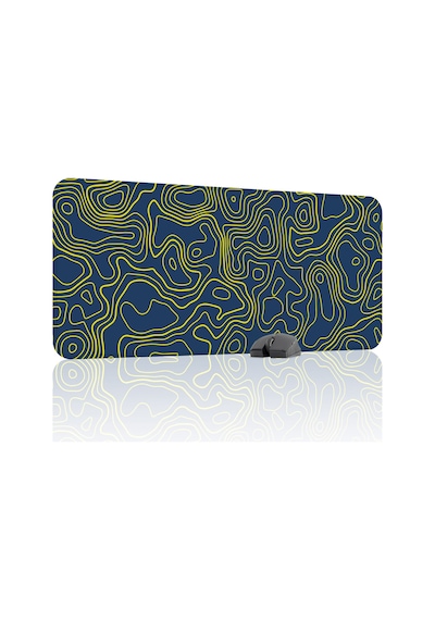 Sarı Lacivert 90x40 Xxl Taraftar Gaming Oyuncu Mouse Pad Kaymaz Taban Büyük Fare Altlığı Topography