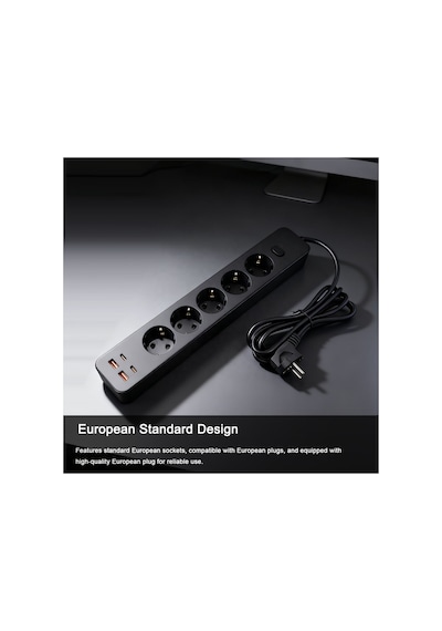 Topraklı 5'li Çoklu Priz 2 Usb-c 2 Usb-a Çıkışlı 2500w Anahtarlı Uzatma Prizi 1