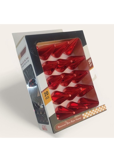 17mm Sivri Parlak Kırmızı Bijon Kapağı 20li Set