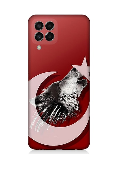 Samsung Galaxy M33 Uyumlu Silikon Kılıf Kurt Ve Bayrak