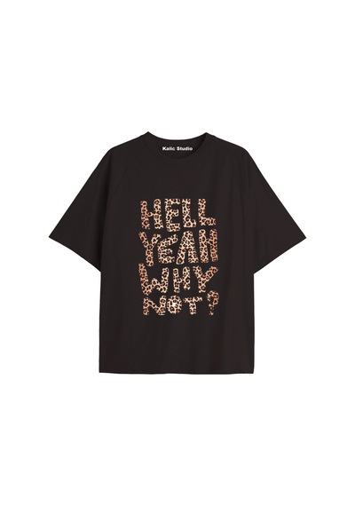 Kalic Studio Y2k Vintage Leopar Baskılı Siyah T-shirt Kod 167 Siyah-167