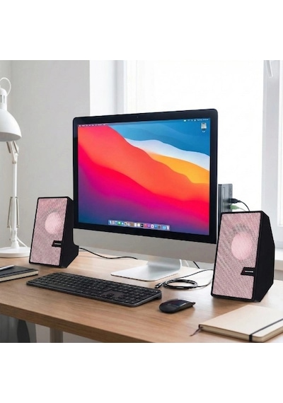 Pembe Usb 2.0 + 3.5mm Usb Hoparlör Renkli