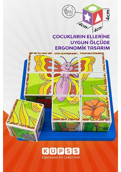 Uçan Hayvanlar 3d Puzzle - 9 Küp 6 Yapboz Standart