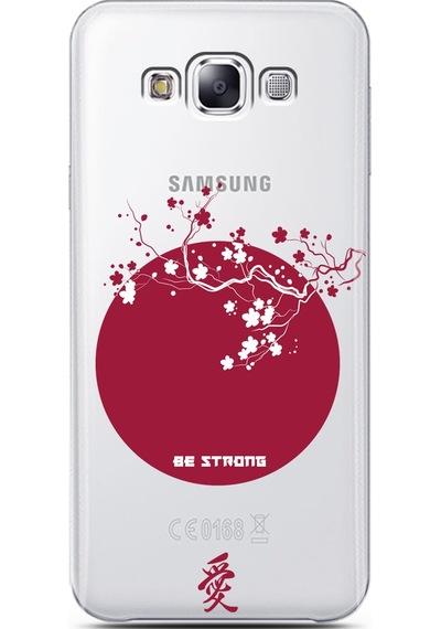 Samsung Uyumlu E7 Sakura Strong Tasarımlı Süper Şeffaf Telefon Kılıfı Çok Renkli