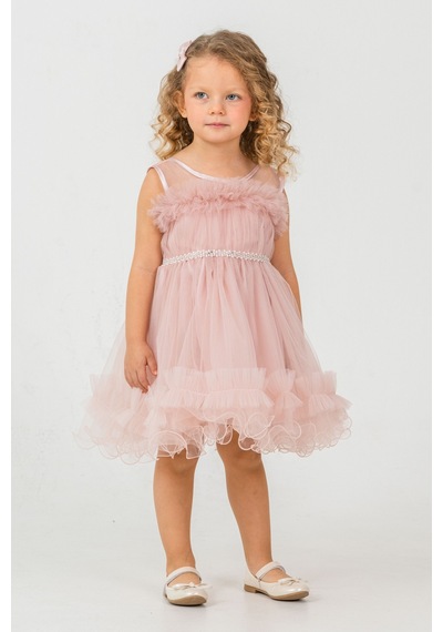 Mnk Baby & Kids Aizona Kız Çocuk Abiye M00782 Pudra