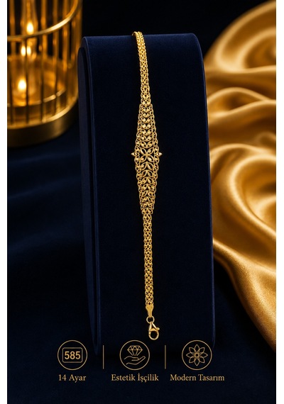 Aks Gold 14 Ayar Altın Muhteşem Şehrazat Bileklik 4,56 Gram 19 Cm
