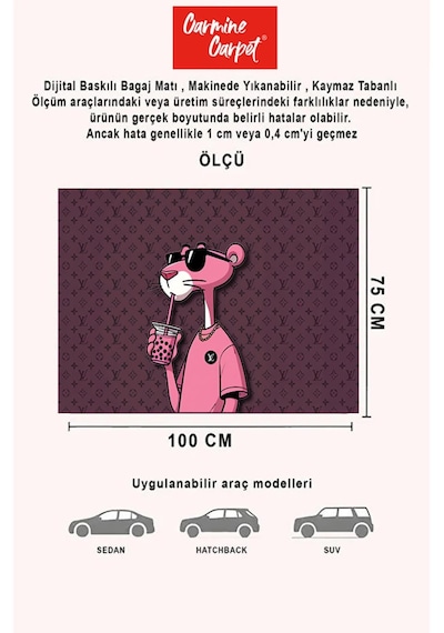 Dijital Baskı Dekoratif Araba Bagaj Matı Yıkanabilir Bagaj Havuzu