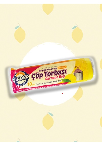 Vindex Büzgülü Limon Kokulu Orta Boy Çöp Torbası 10 Adet Sarı 55 x 60 CM