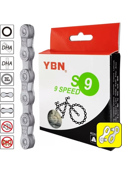 Ybn Ybn S9-rb Bisiklet Zinciri, 116 Bağlantı, 9 Vites 208980024 Gri