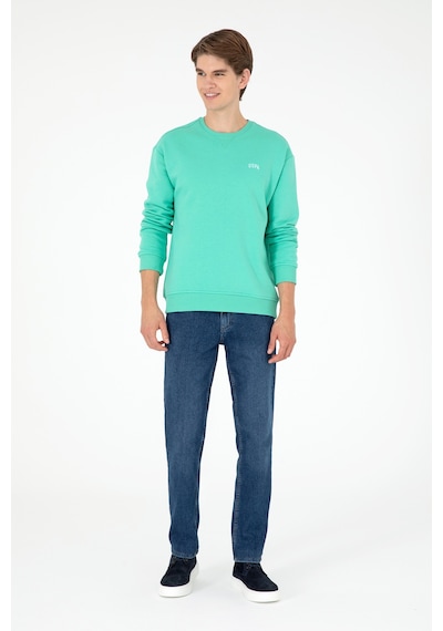 U.S. Polo Assn. Erkek Bisiklet Yaka Mint Basic Şardonlu Sweatshirt 50295148-VR152