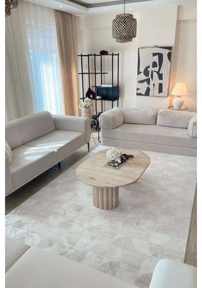 Apex Truva 6622 Bej Akrilik Modern Makine Halısı Bej
