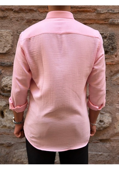 Slim Fit Uzun Kol Müslin Pamuk Rahat Nefes Alabilen Kumaştan Yaka Düğmeli Hediye Kutulu Erkek Gömlek Fs-004202 - Pembe-3368 Slim Fit Uzun Kol Müslin Pamuk Rahat Nefes Alabilen Kumaştan Yaka Düğmeli Hediye Kutulu Erkek Gömlek Fs-004202 - Pembe-3368