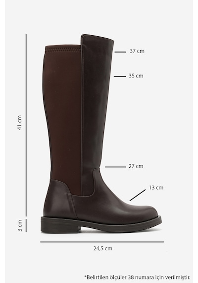 Luvi Shoes Moly Kahverengi Streç Detaylı Kadın Çizme