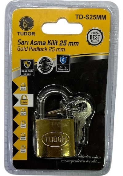Tudor 25 Mm Kısa Sarı Asma Kilit