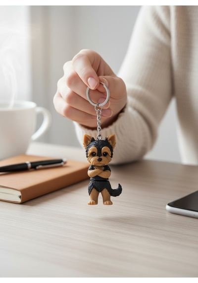 Yorkshire Terrier Köpek Figürlü Hareketli Anahtarlık