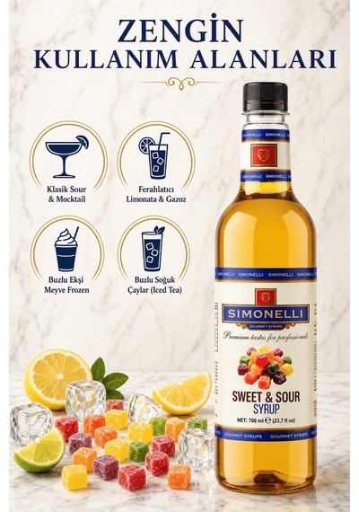 Simonelli Tatlı & Ekşi Sweet & Sour Kahve ve Kokteyl Şurubu 700 ML + Pompa