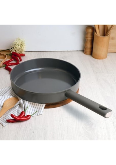 Belarıva 30 Cm Grı Sılıkon Saplı Tava Beyaz