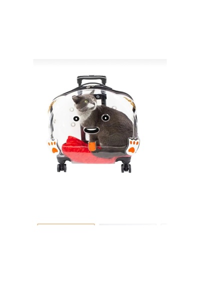 Premium Şeffaf Çekçekli Kedi & Köpek Taşıma Valizi Geniş, Hızlı Ve Konforlu