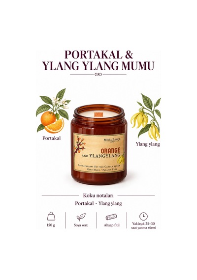 Soya Wax Mum Portakal & Ylang Ylang, 150 Gr Beyaz