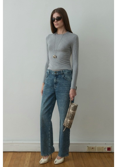 Suud Collection Gri Kate Slim Tişört