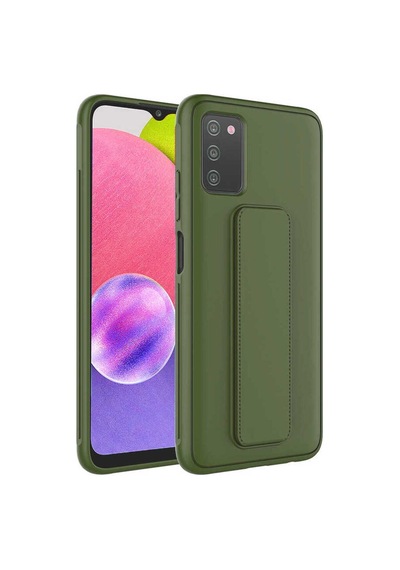 Galaxy A03s Kılıf Zore Qstand Kapak Koyu Yeşil