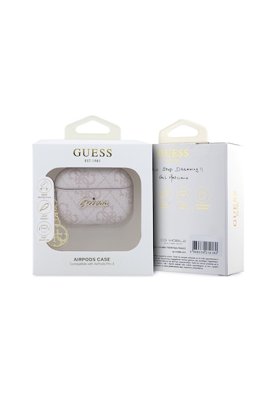 Airpods Pro 3 Uyumlu Kılıf Guess Lisanslı 4g Desenli Metal Script Logolu 4g Charm Kapak Pembe