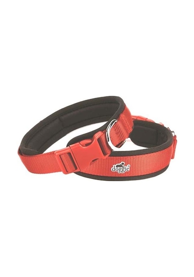 Doggie Havalı Dokuma Köpek Boyun Tasması M Kırmızı 2.5x40-50