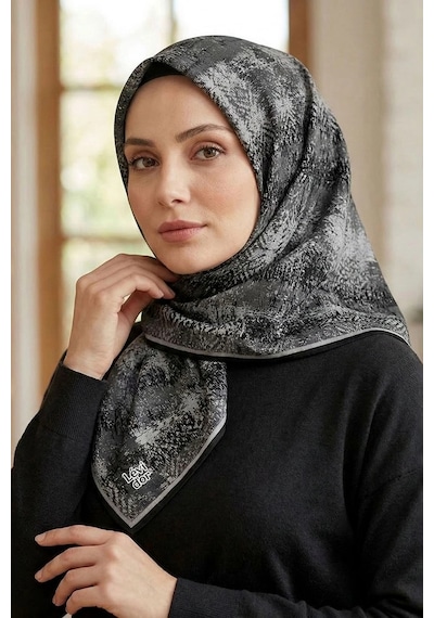Levidor Kristal Eşarp Dalga Desen Siyah