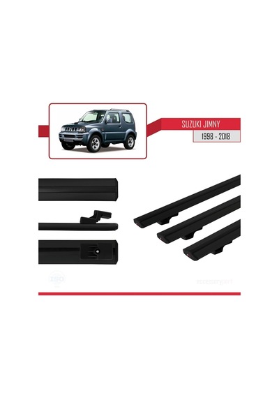 Suzuki Jimny 1998-2018 Arası İle Uyumlu Basic Model Ara Atkı Tavan Barı Siyah 3 Adet