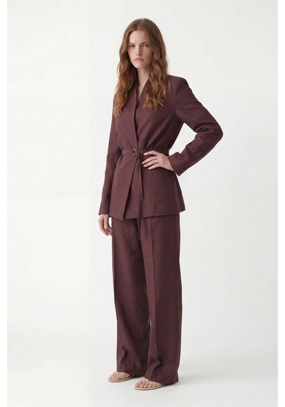Antioch Keten Karışımlı Kadın Blazer Ceket Ba26y443 Bordo