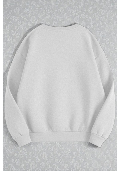 Uyguntarz Unisex Milano Italıa Tasarım Baskılı Bisiklet Yaka Sweatshirt Gri