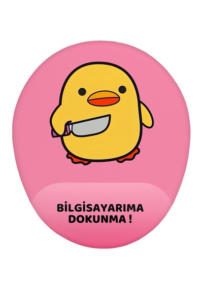 Bela Ördek Bilgisayarıma Dokunma Kaymaz Buruşmaz Kırılmaz Bilek Destekli Mouse Pad Pembe