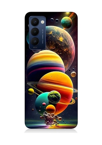 Tecno Camon 18 Uyumlu Gezegenler Ve Büyük Patlama Desenli Silikon Kılıf