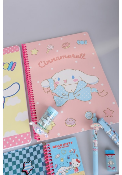 Sweet Bow Collection Lisanslı Cinnamoroll Stickerlı 2 Adet A4 Defter,çıtçıt Dosya,uçlu Kalem Seti Diğer