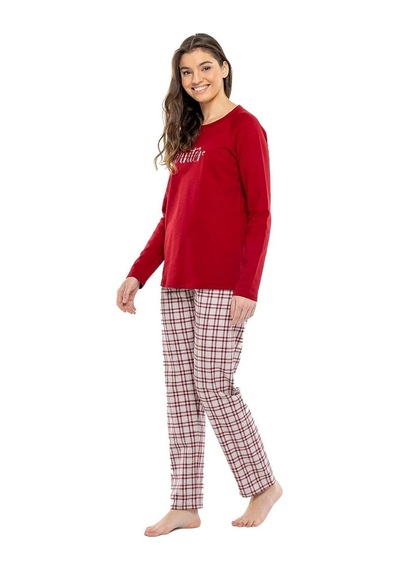 Ciciten Mod Collection Sıfır Yaka Kareli Bayan Pijama Takım 001