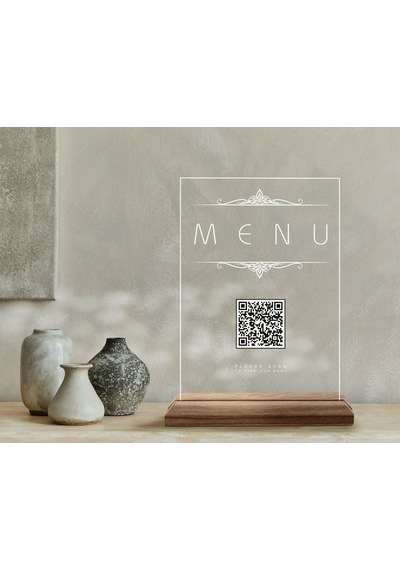Bk Gift Restoran & Cafe & Barlara Özel Ahşap Standlı Pleksi Qr Kod Menü, Cafe&bar İçin Qr Kodlu Tabela, Qr Kodlu Masa Dekoru - 10 Adet-4