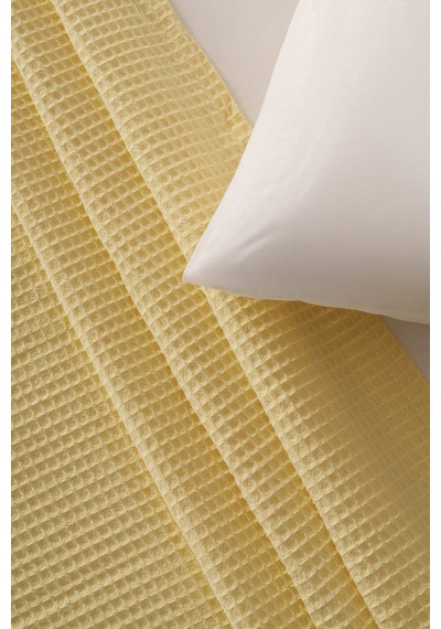 Puffy Brine Çift Kişilik %100 Pamuk Pike - Sarı