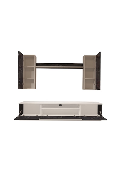Decoraktiv Trendstyle 5d Mdf Tv Ünitesi Tv Sehpası Beyaz - Siyah Mermer