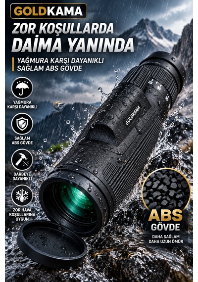 Yüksek Zoomlu Hd Monoküler El Dürbünü Av, Kamp, Doğa Gözlemi İçin Suya Dayanıklı Dürbün Siyah